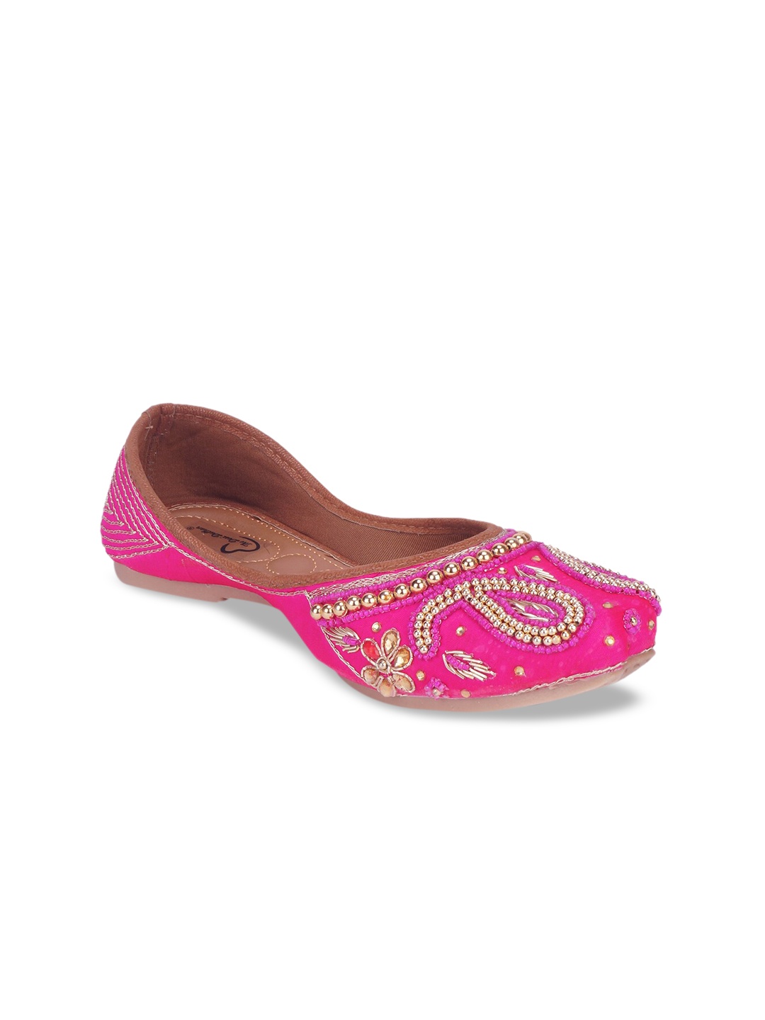

The Desi Dulhan Women Magenta Party Mojaris Flats
