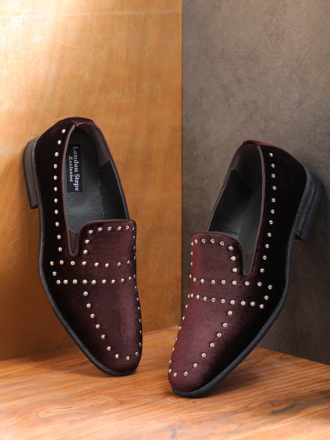 

LONDON STEPS Men Coffee Brown Party Slip-On Shoes