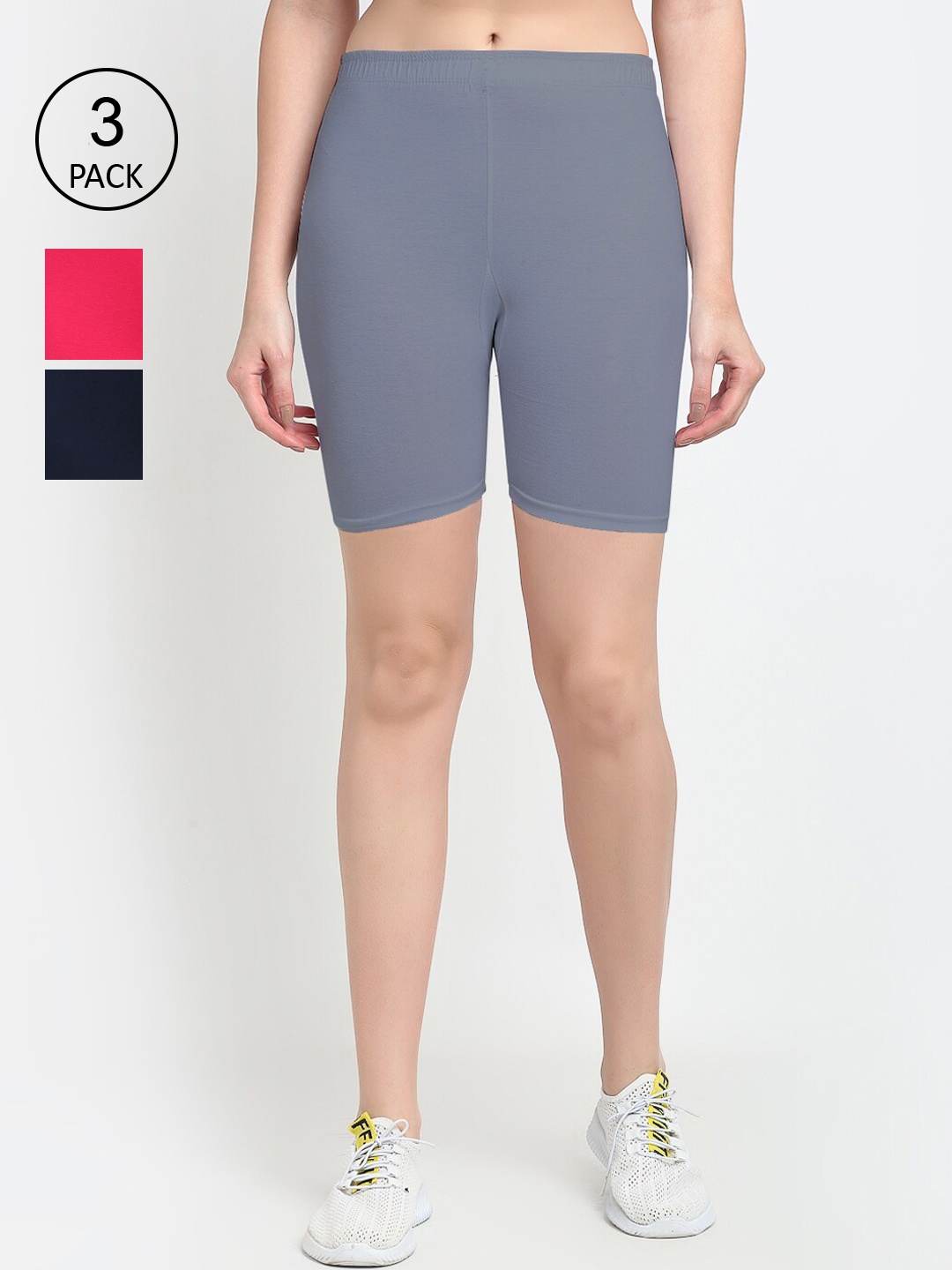 GRACIT Women Grey Biker Shorts