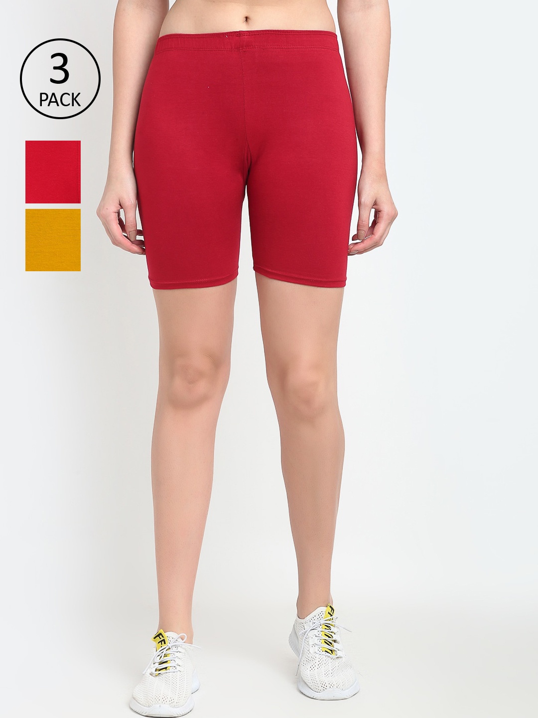 GRACIT Women Red Biker Shorts