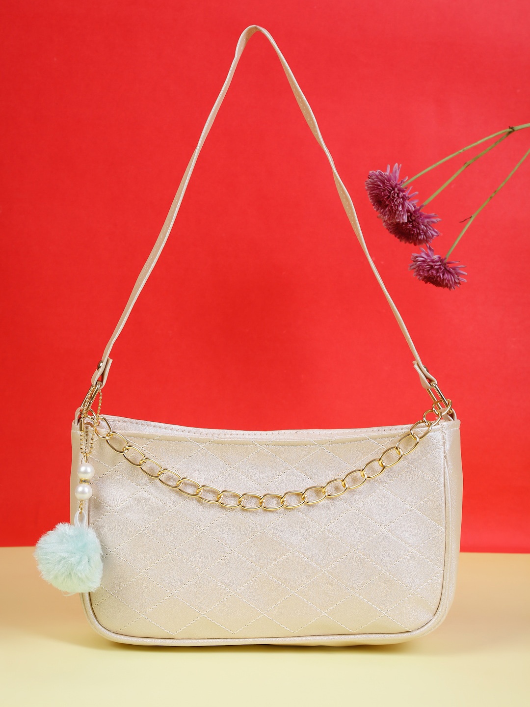 FARGO Taupe Quilted Handheld Bag