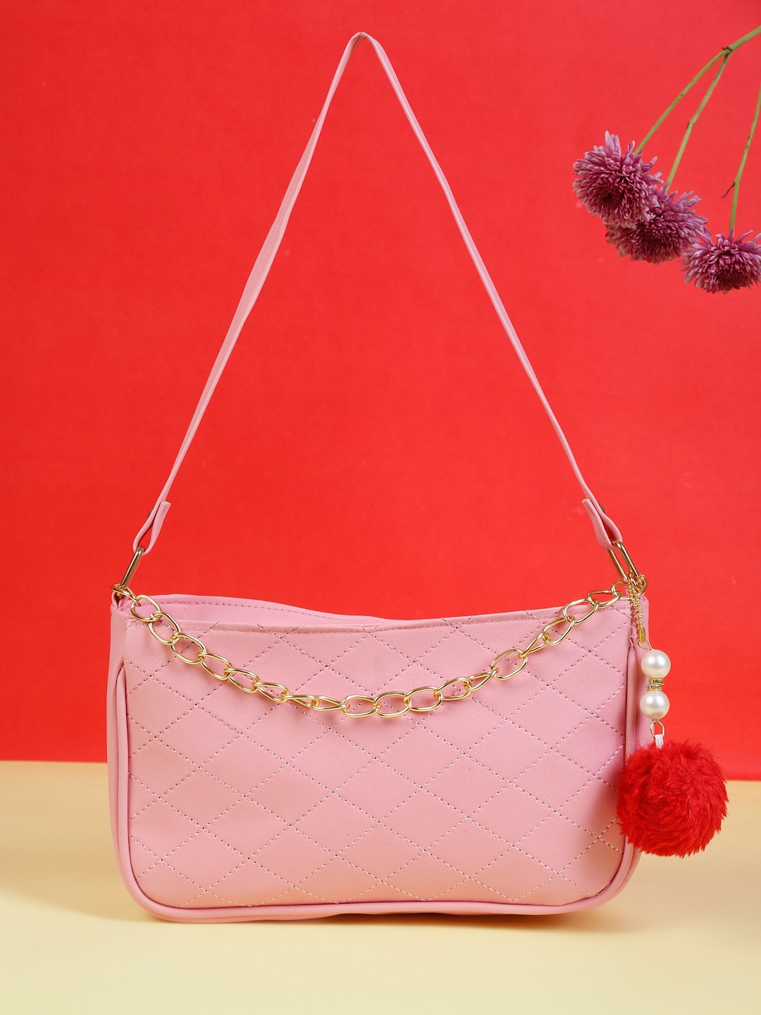 

FARGO Pink Quilted Handheld Bag