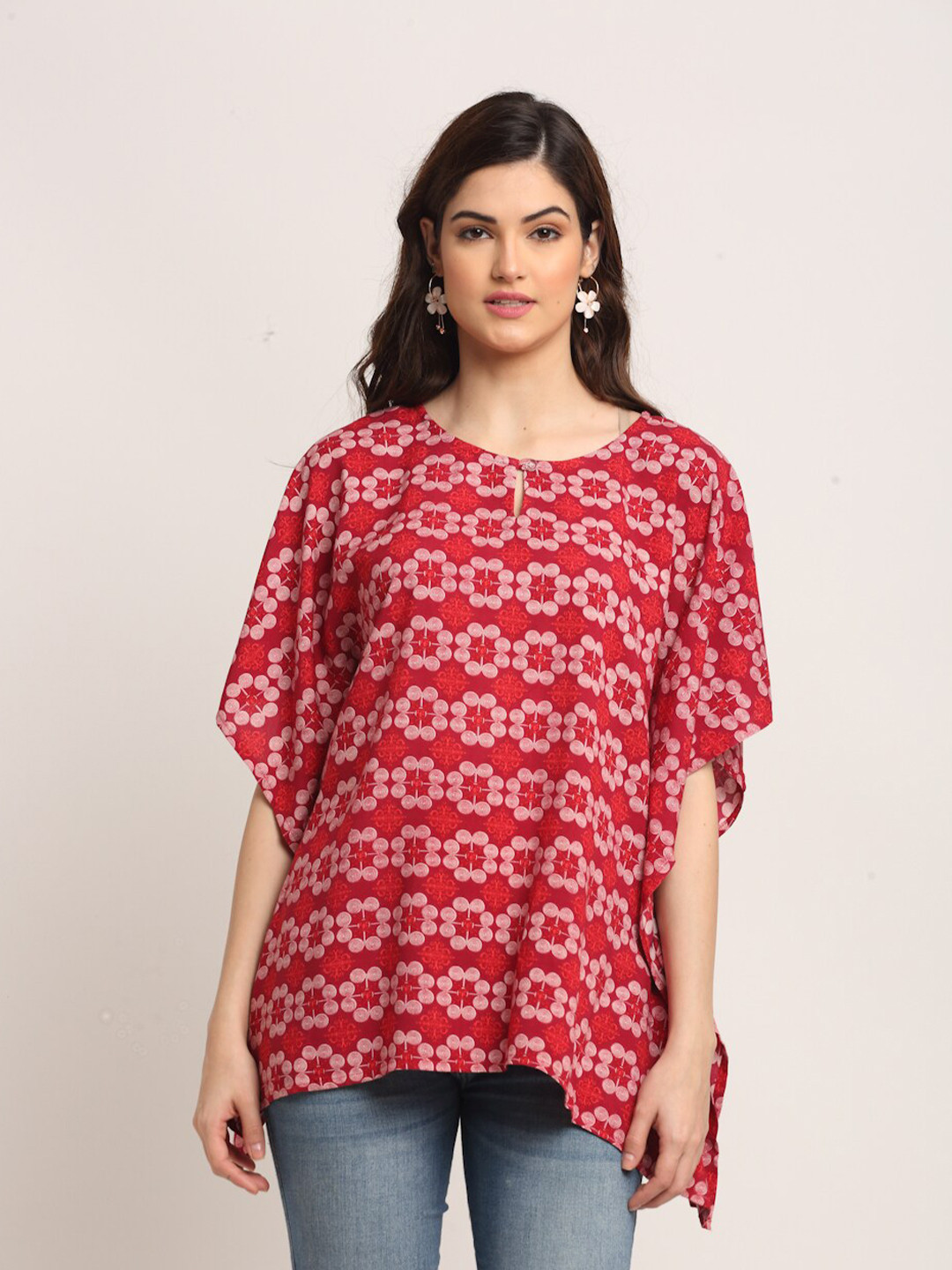 

Aawari Red Print Kaftan Top