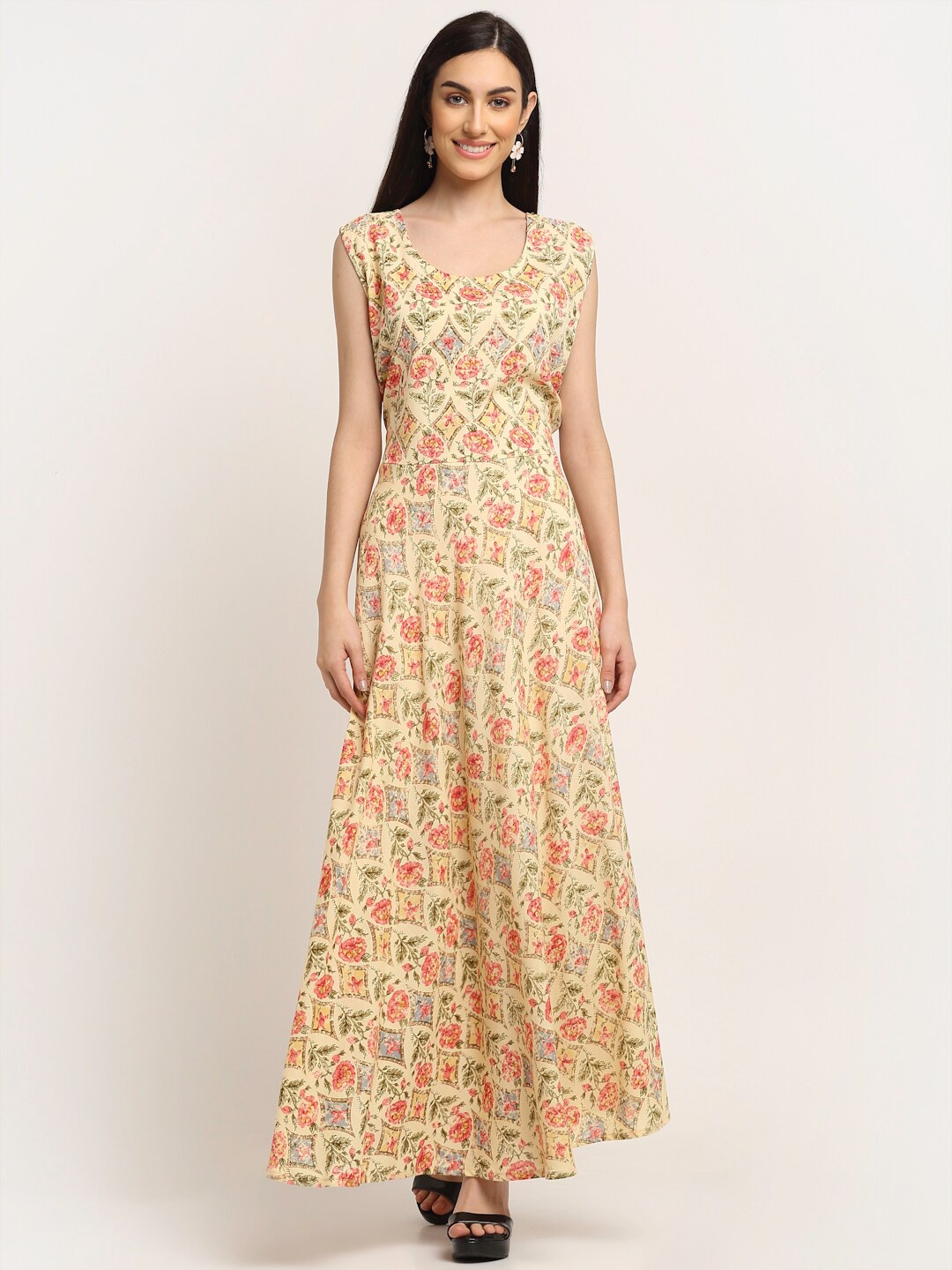 

Aawari Woman Cream-Coloured Floral Maxi Dress