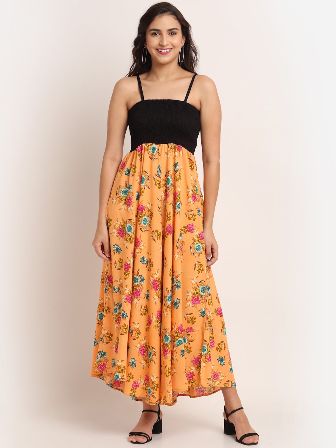 

Aawari Peach-Coloured Floral Maxi Dress