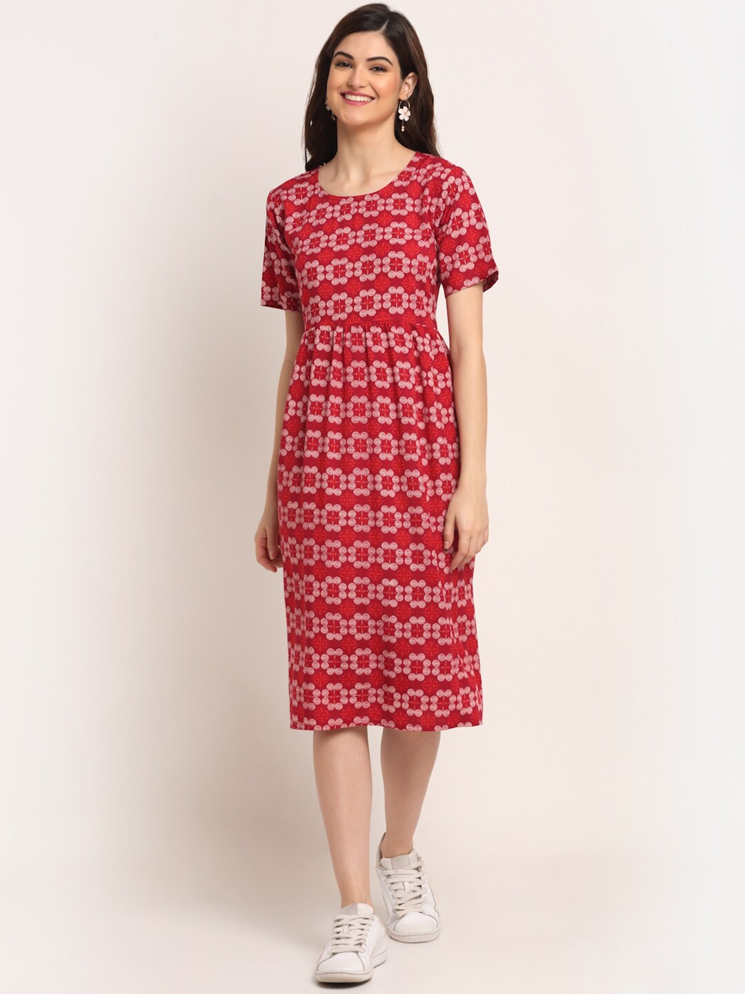 

Aawari Red A-Line Midi Dress