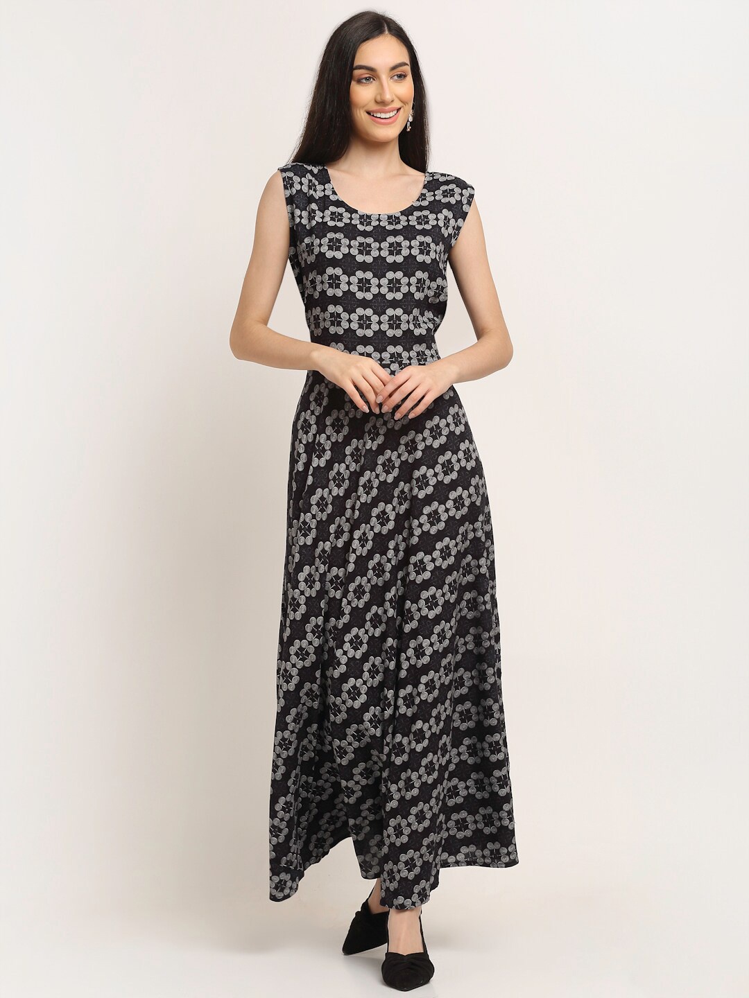 

Aawari Women Black Printed Maxi Dress