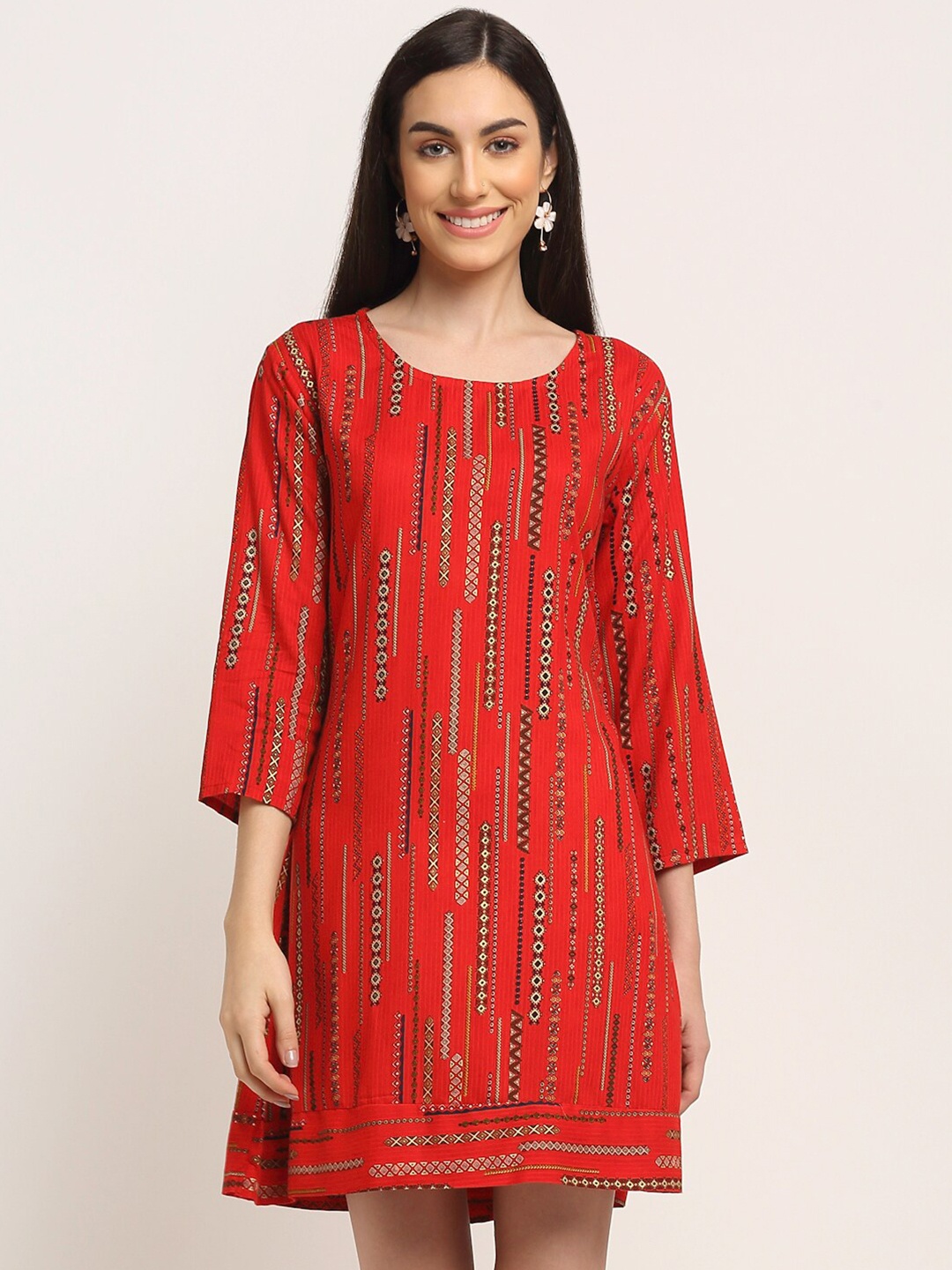

Aawari Red Ethnic Motifs A-Line Dress
