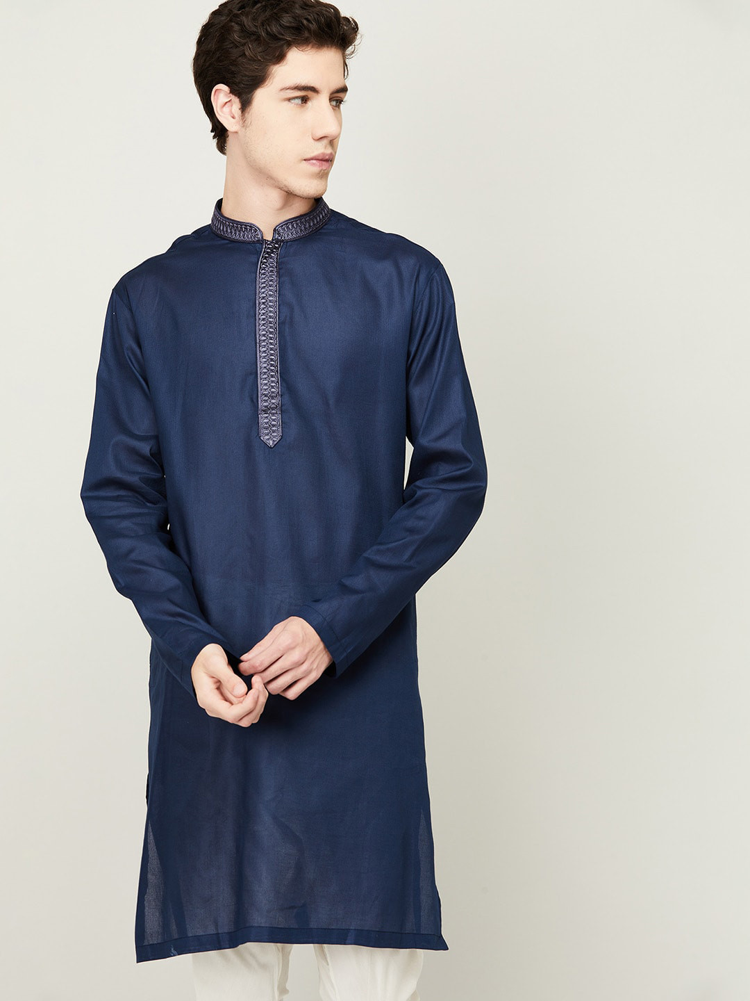 

Melange by Lifestyle Men Navy Blue Kurta