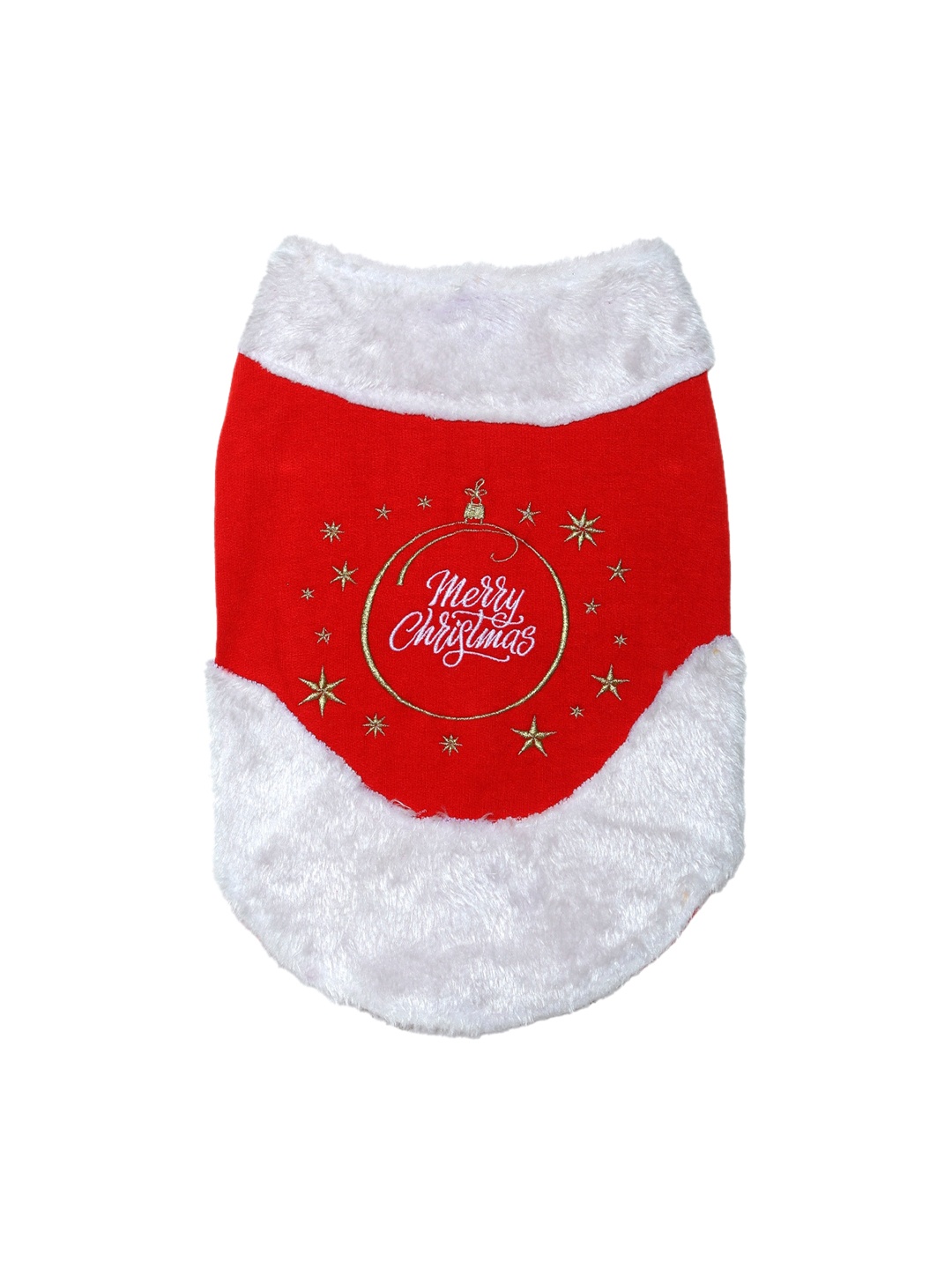 

Lulala Red & White Self-Design Christmas Winter Dog Dress