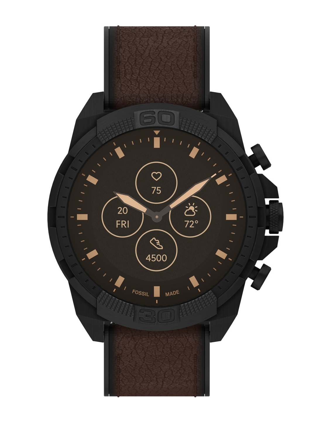 

Fossil Men Brown Solid Bronson Hybrid Smartwatch FTW7057