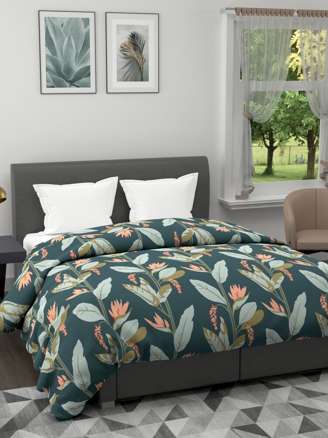 

Clasiko Green Floral AC Room 120 GSM Double Bed Quilt