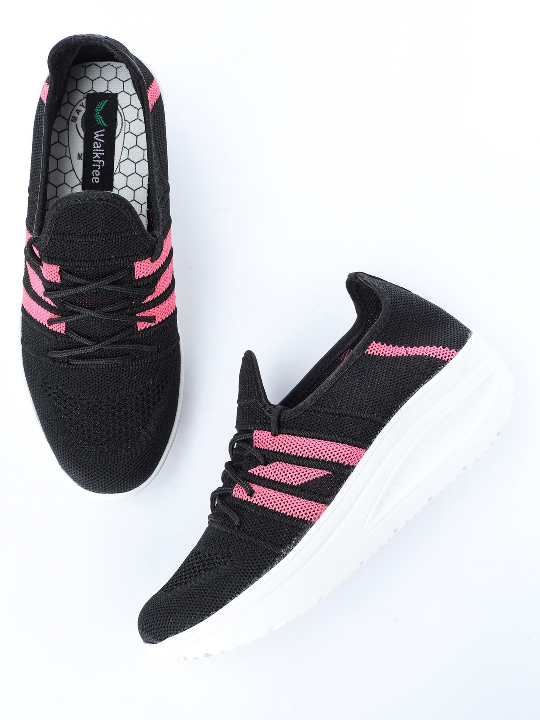 

Walkfree Women Black Striped Sneakers