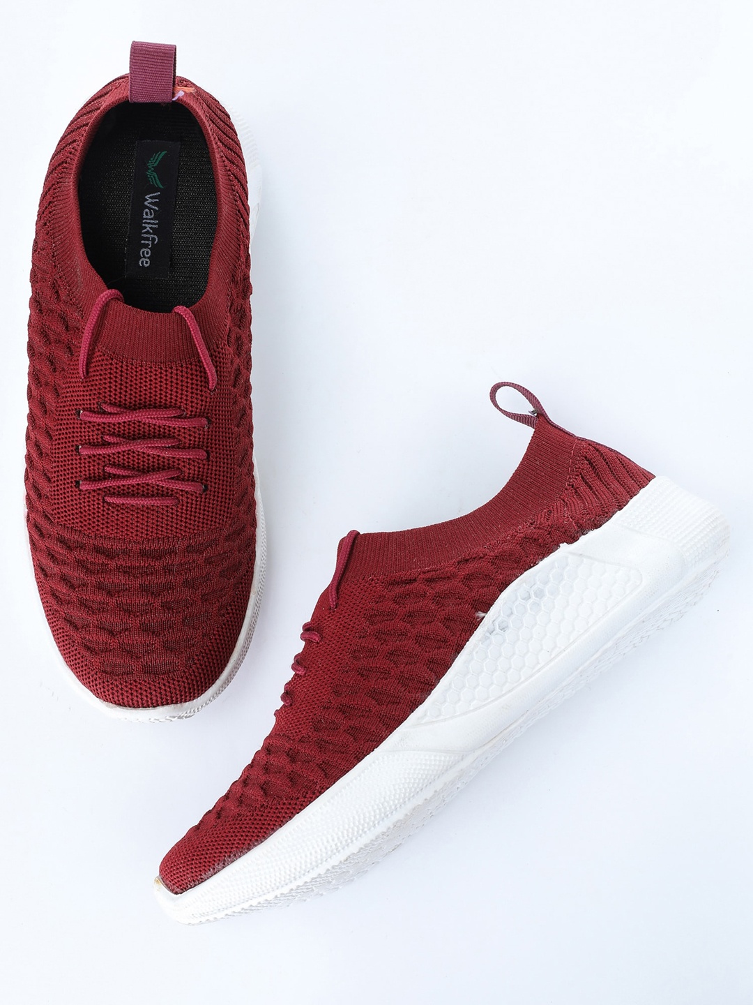 

Walkfree Women Maroon Woven Design Sneakers