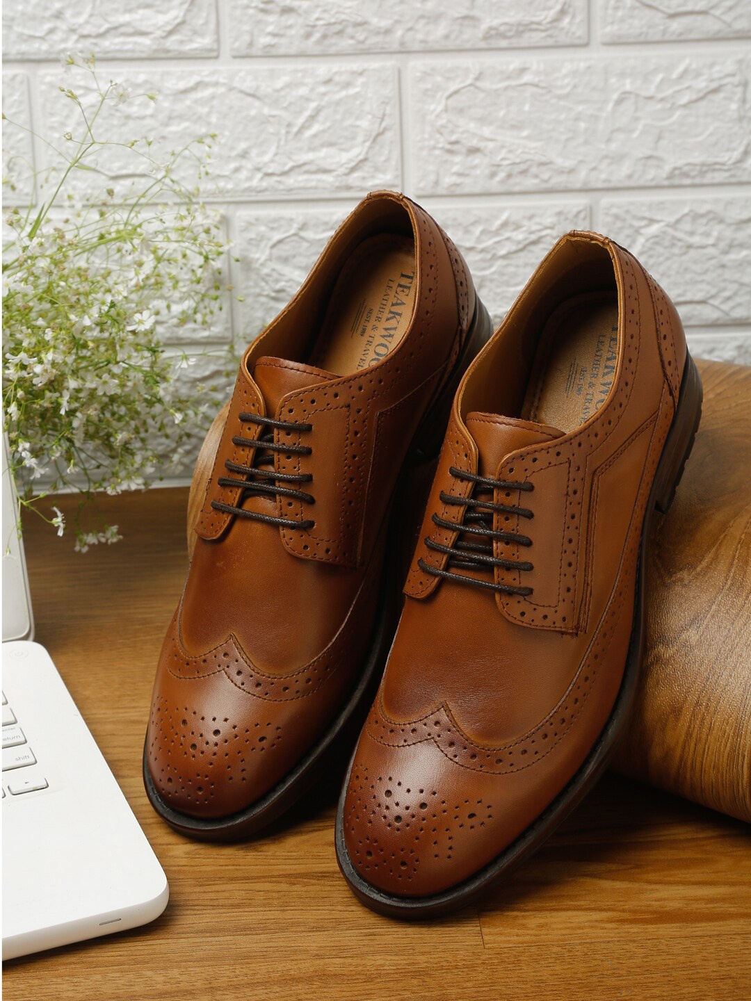 

Teakwood Leathers Men Tan Brown Genuine Leather Formal Brogues