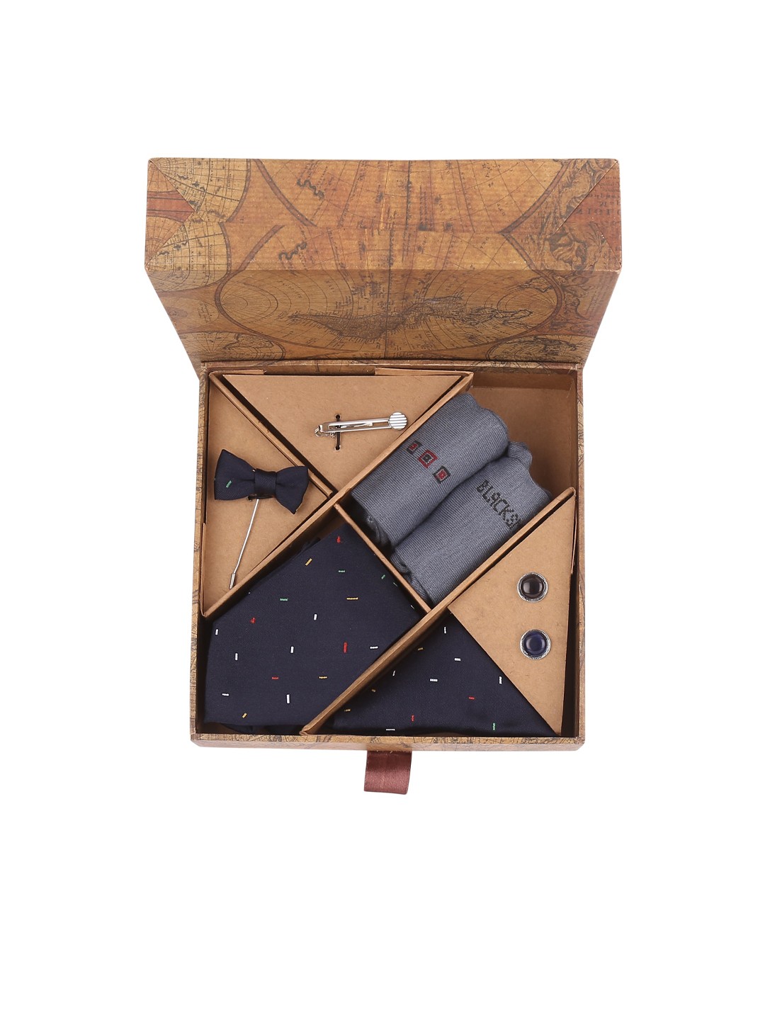 

Blacksmith Men Blue & Grey Printed Accessory Gift Set