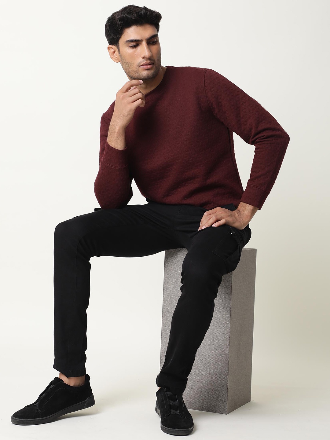 

RARE RABBIT Men Tony Slim Fit Sweatshirt, Maroon