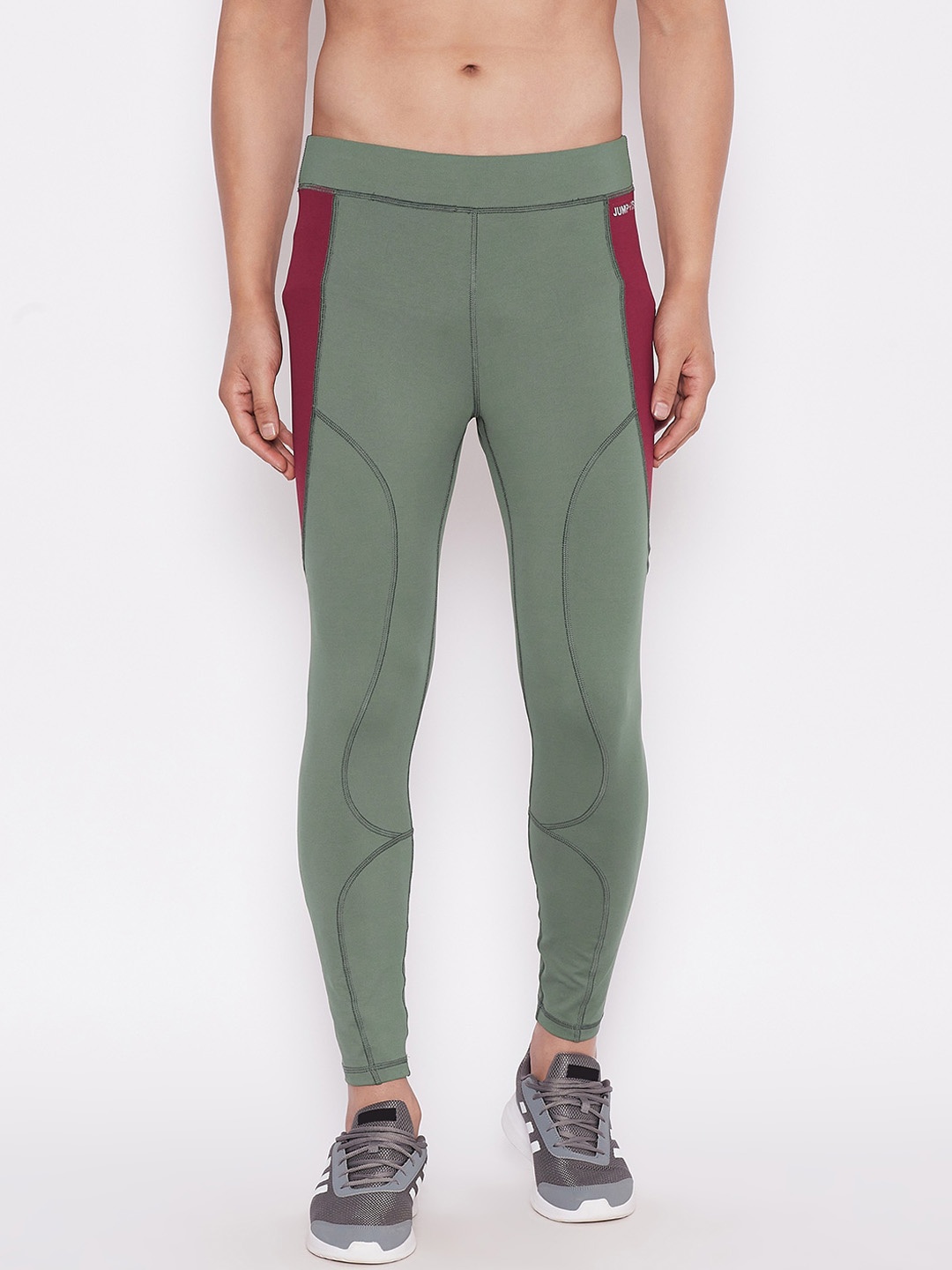 

JUMP USA Men Green Solid Tights