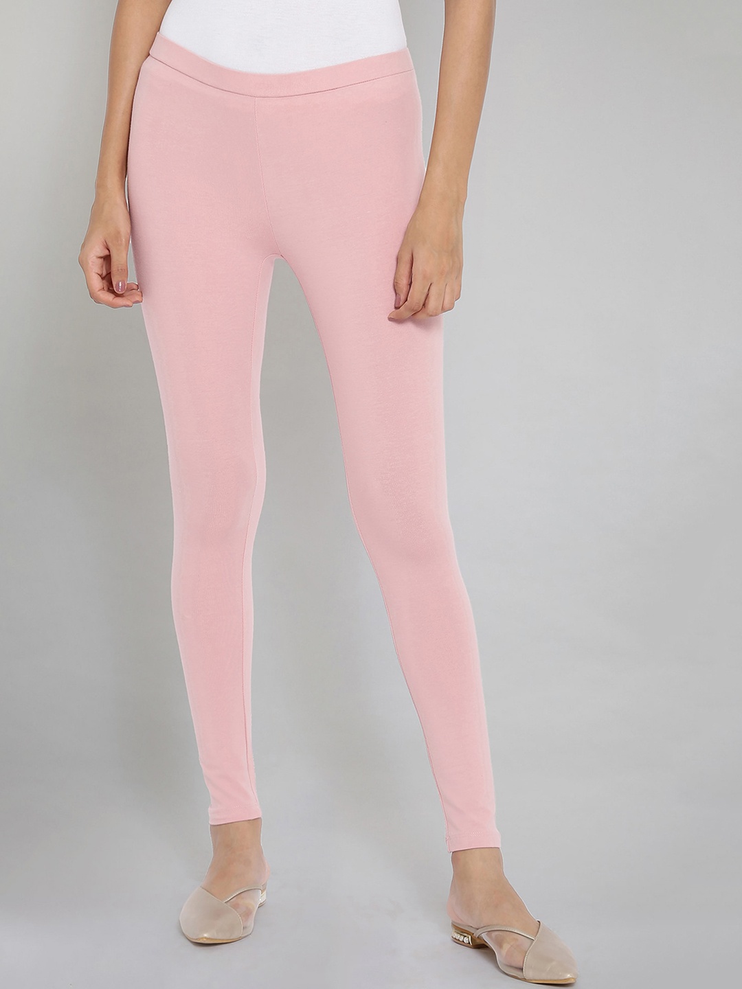 

WISHFUL Women Pink Solid Mid-Rise Skinny Fit Tights