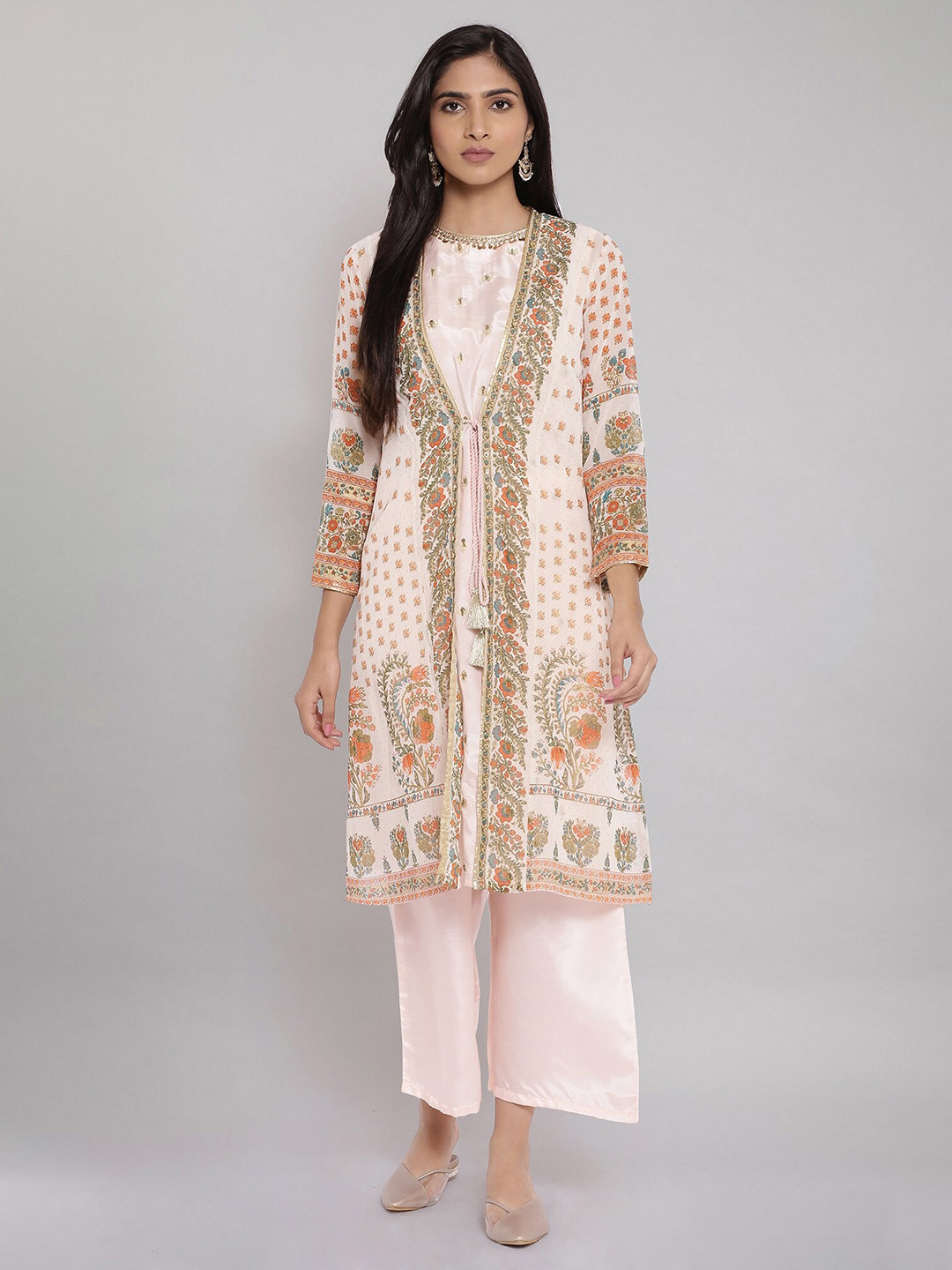 

WISHFUL Set Of 2 Women Pink & Gold-Toned Printed Kurta &Palazzos