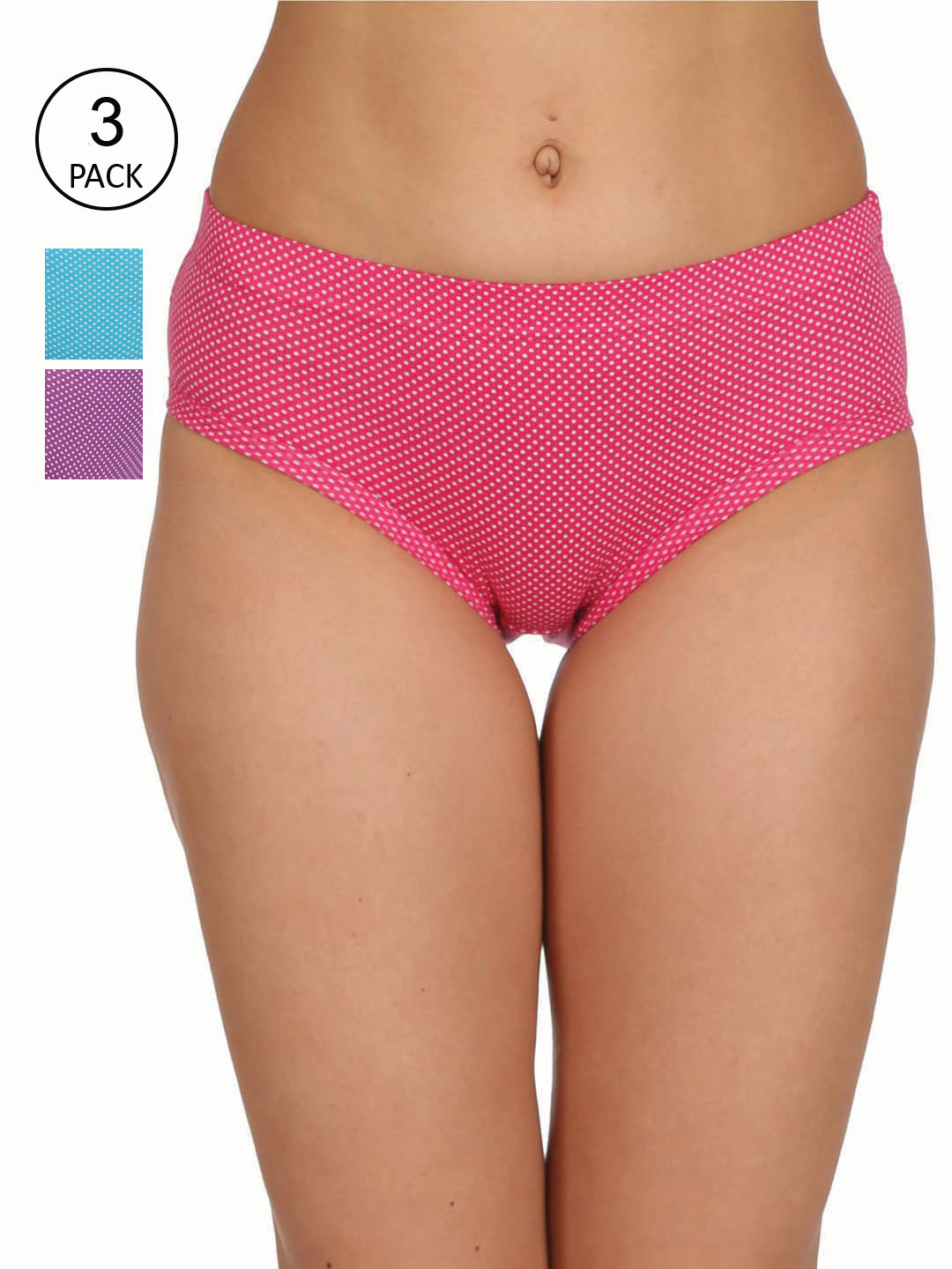 

Reveira Women Pack Of 3 Assorted Cotton Hipster Briefs