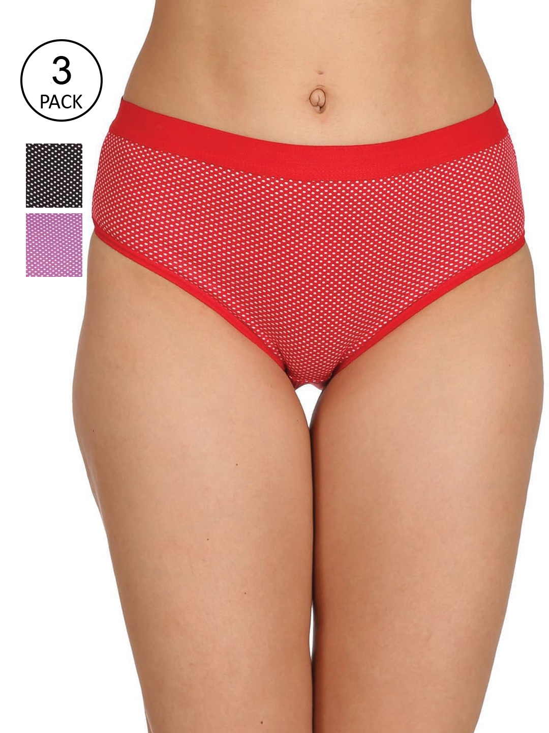 

Zivame Women Pack Of 3 Assorted Cotton Hipster Briefs
