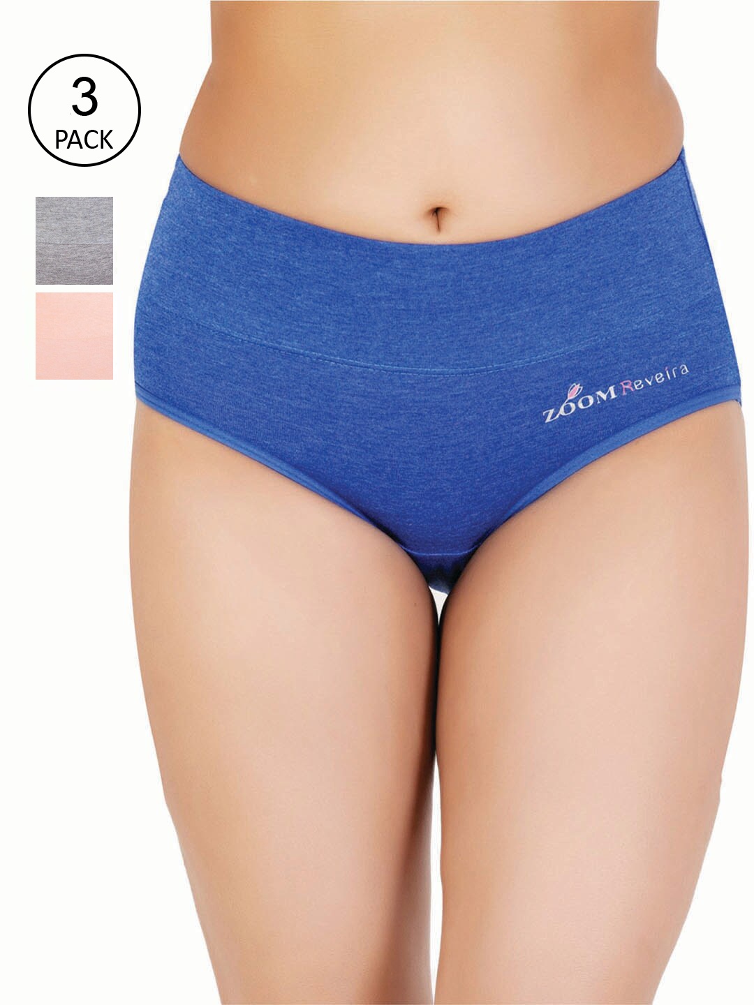 

Reveira Women Pack of 3 Assorted Cotton Hipster Briefs