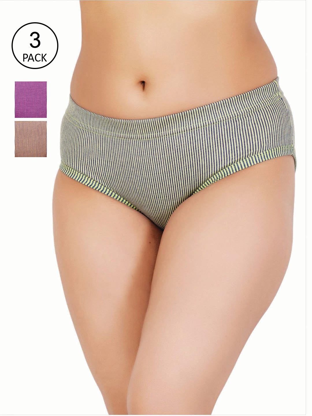 

Reveira Women Pack Of 3 Assorted Cotton Hipster Briefs