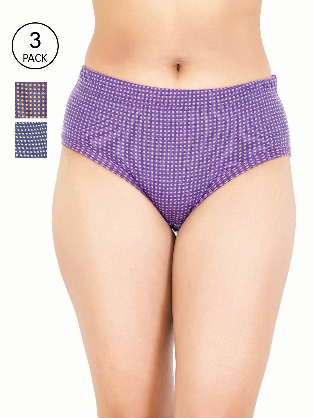 

Reveira Women Pack Of 3 Assorted Cotton Hipster Briefs