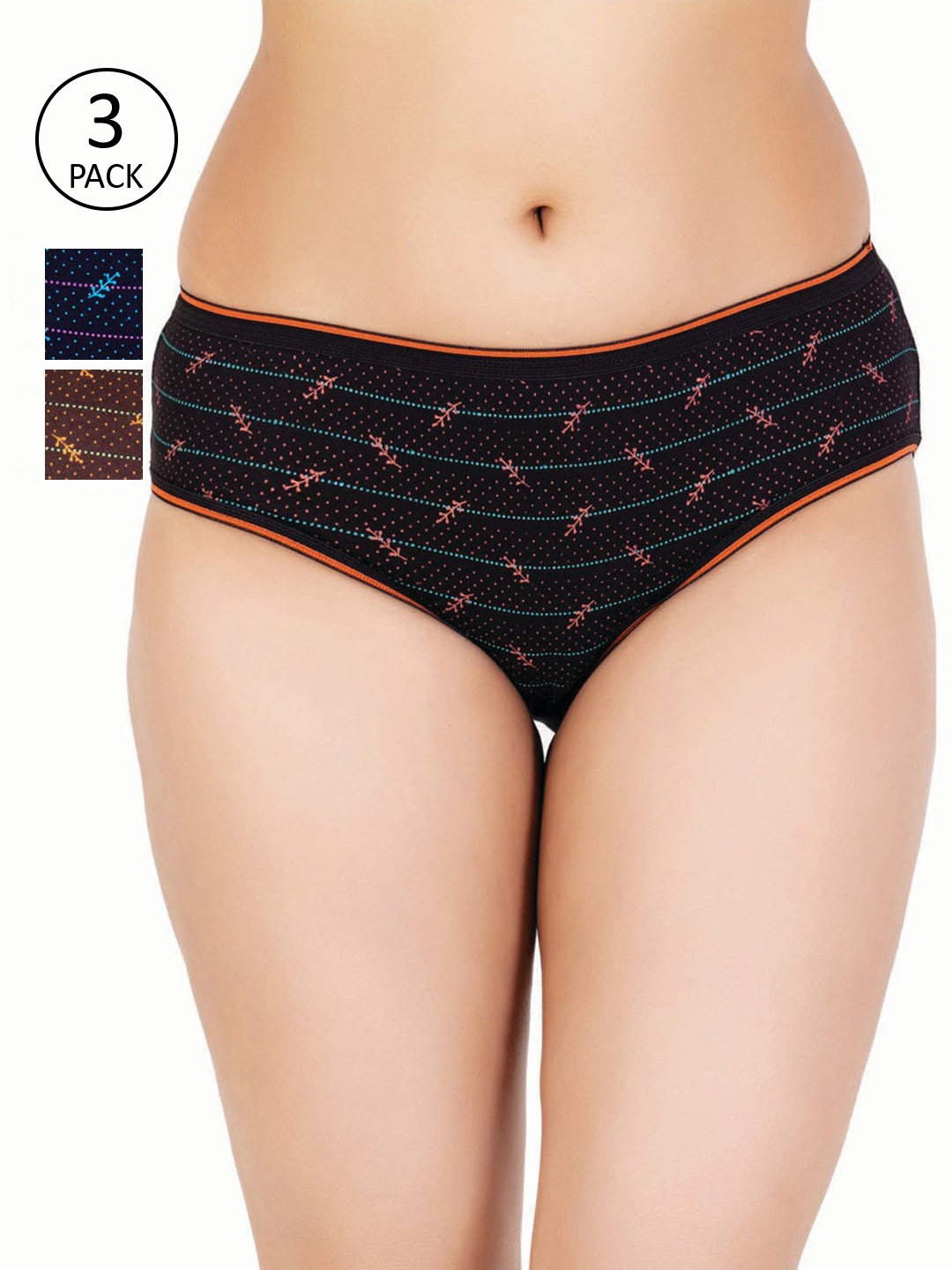 

Reveira Women Pack Of 3 Assorted Cotton Hipster Briefs