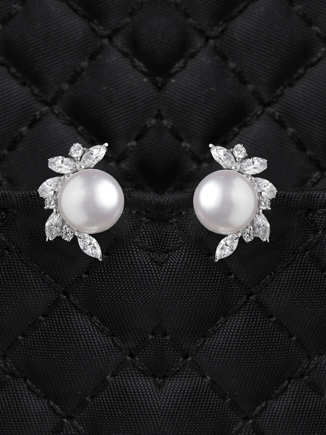 

Clara Silver-Toned Contemporary Studs Earrings