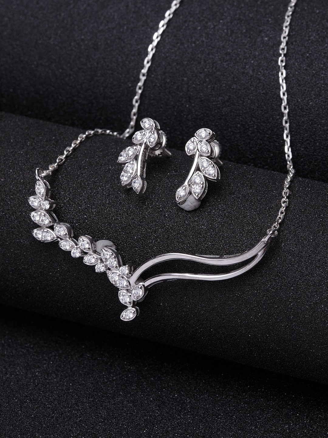 

Clara Rhodium-Plated & White Studded Sterling Silver Pendant With Chain