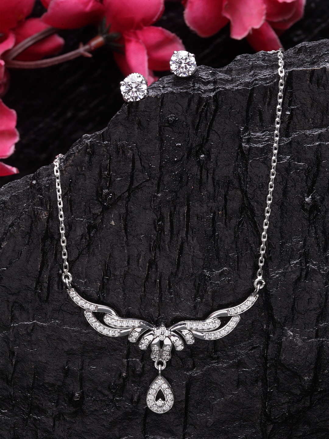 

Clara Women Rhodium-Plated Sterling Silver Cubic Zirconia Studded Jewellery Set