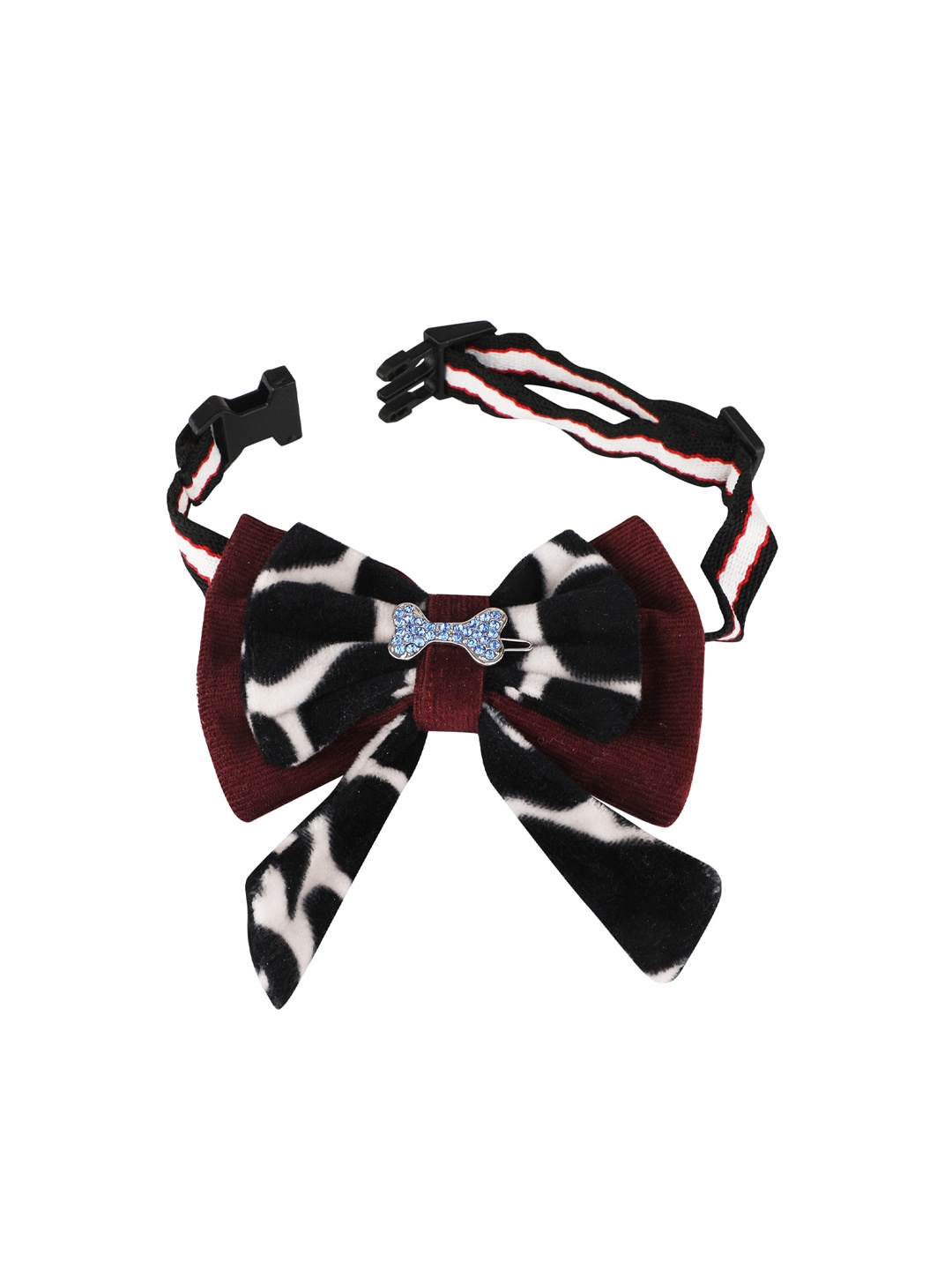 

Emily pets Black & Maroon Printed Dog Bow Tie