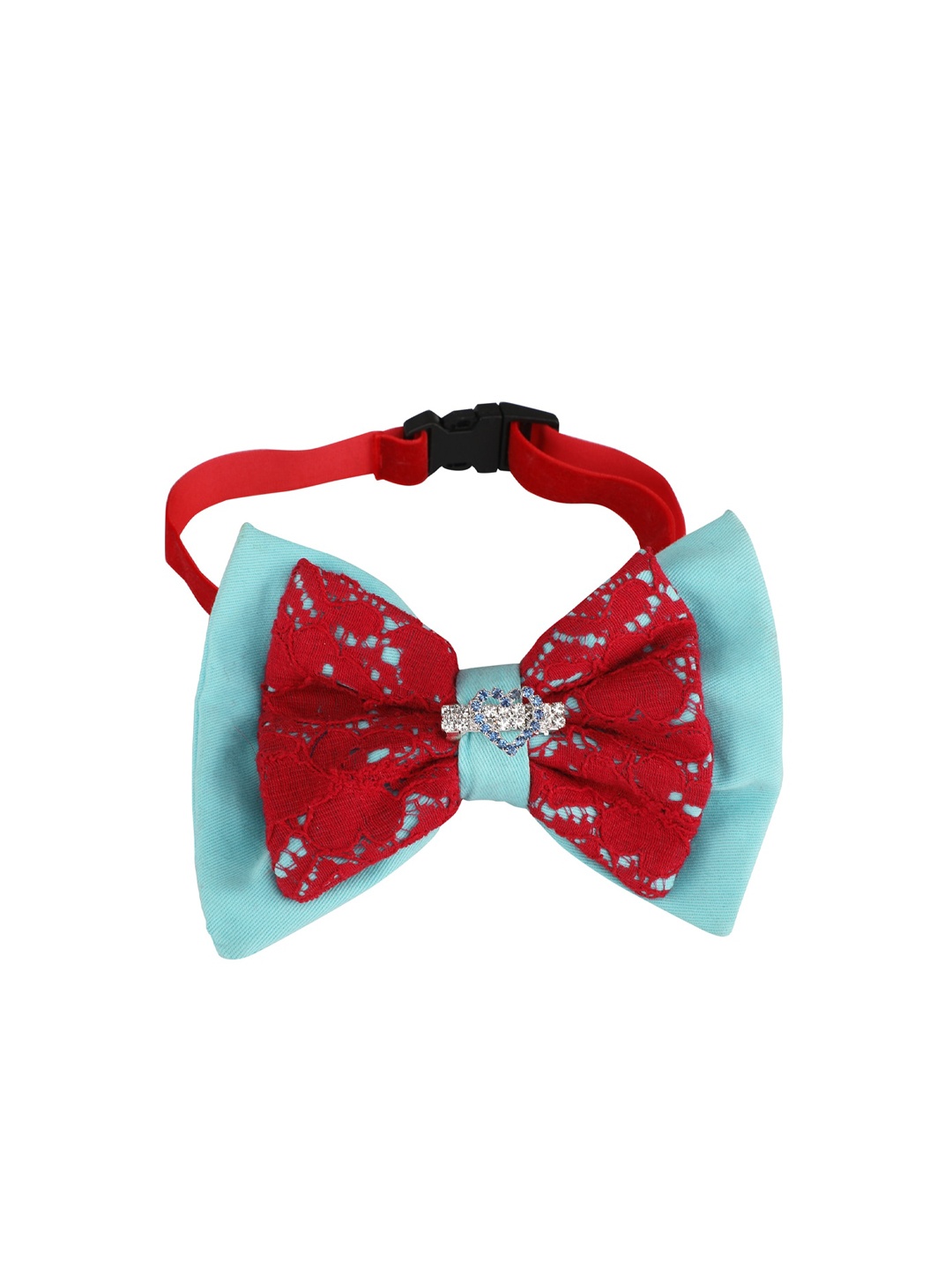 

Emily pets Red & Turquoise Blue Dog Bow Tie