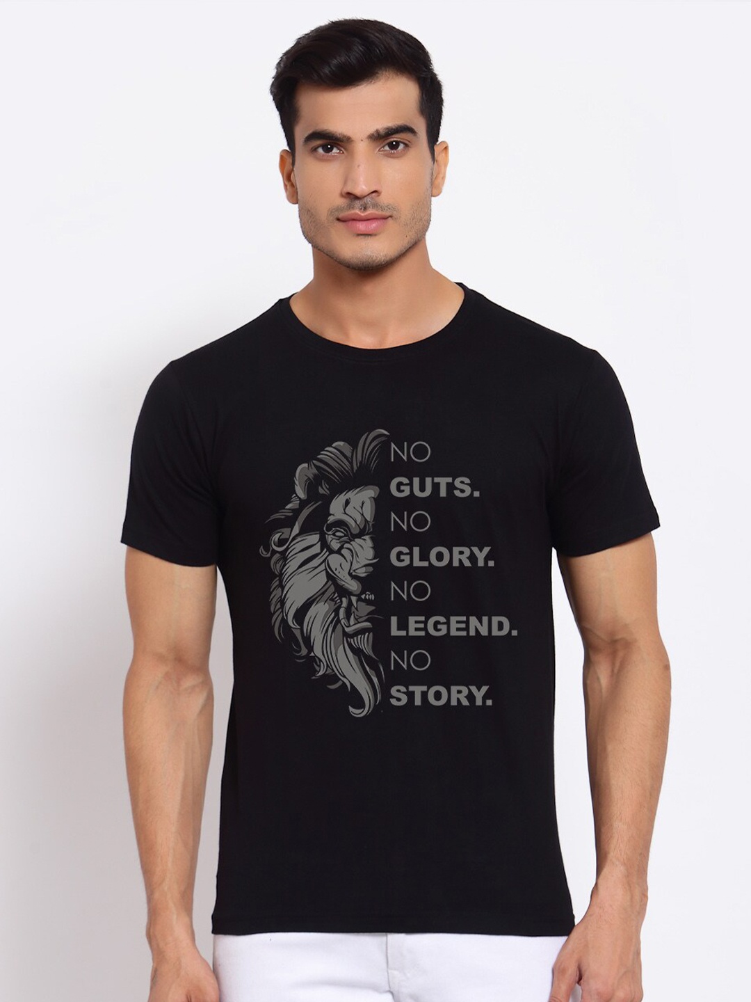 

FERANOID Men Black Typography Printed T-shirt