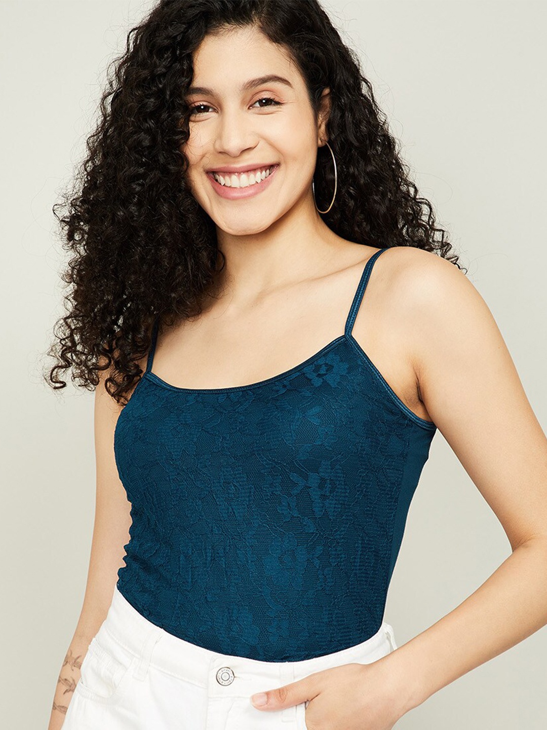 

CODE by Lifestyle Teal Self Design Top