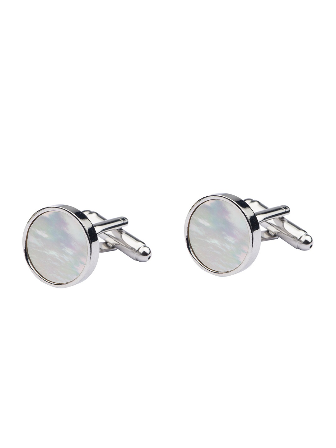 

The Tie Hub Rhodium-Plated Round Cufflinks, Silver