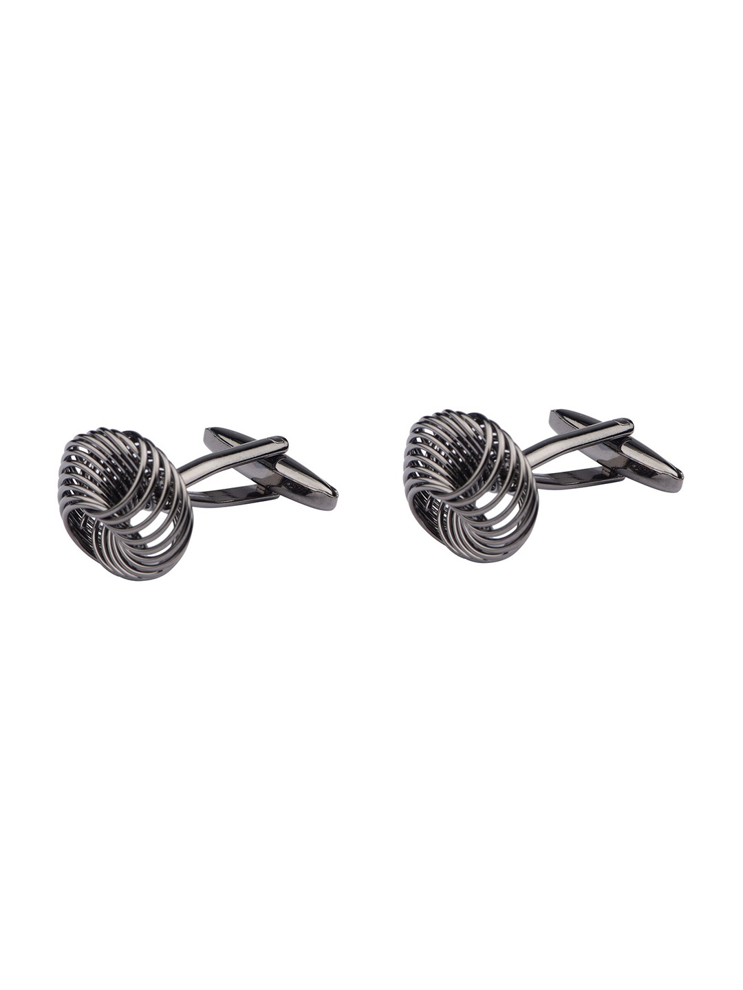 

The Tie Hub Gunmetal-Toned Geometric Knot Cufflink, Metallic