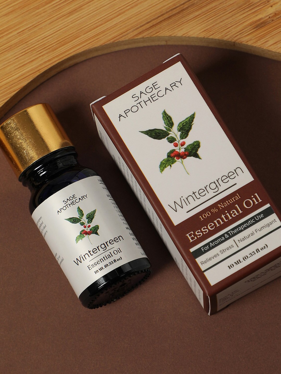 

SAGE APOTHECARY Wintergreen Essential Oil For Stress Relief - 10ml, Yellow