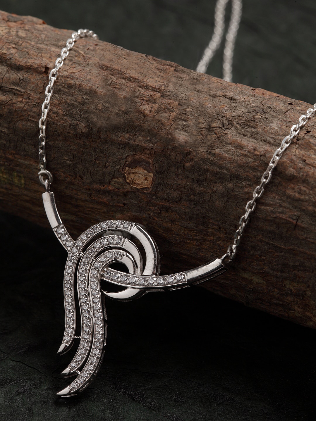 

Clara Silver-Toned Sterling Silver Rhodium-Plated Chain with Pendant