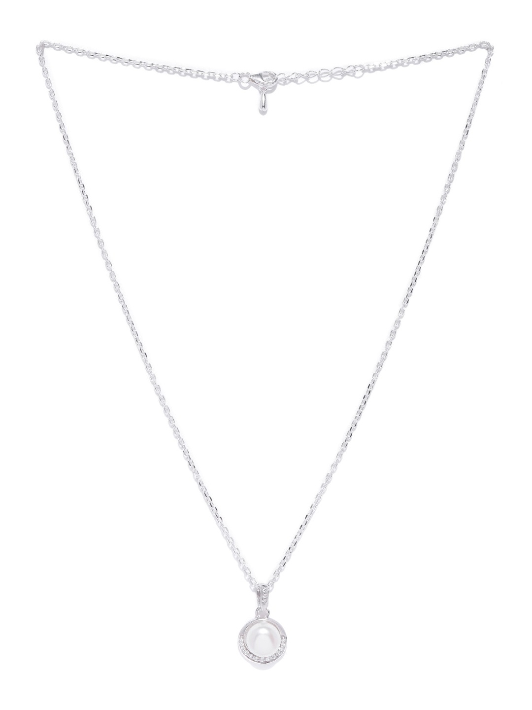 

Clara Silver-Toned Sterling Silver Rhodium-Plated Chain with Pendant