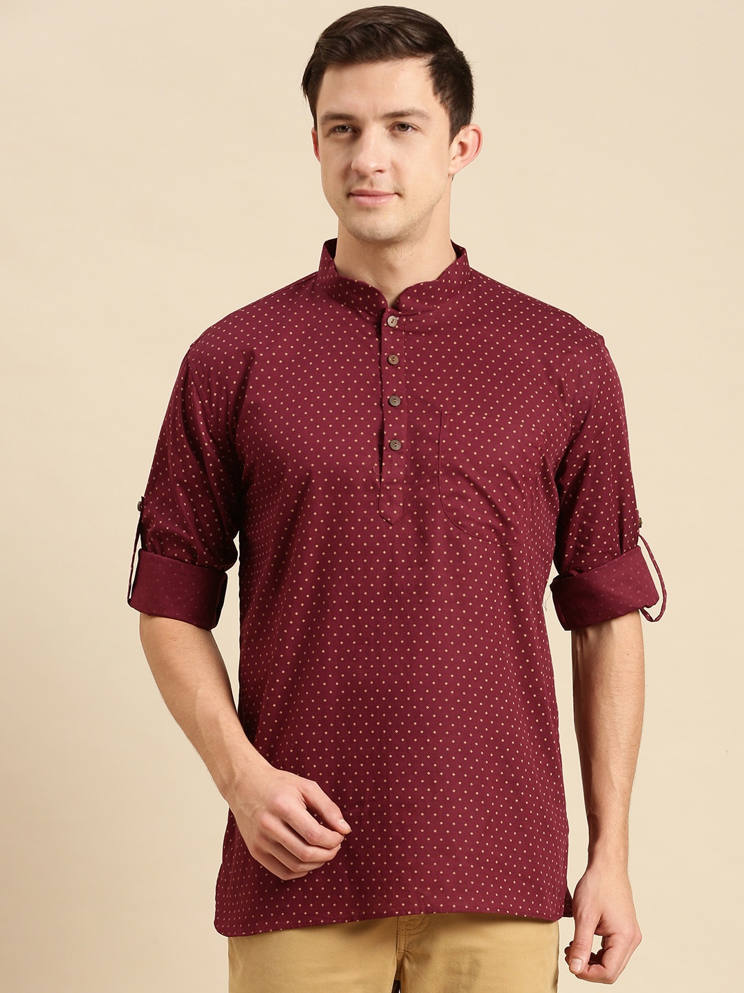 

Sanwara Men Maroon Printed Kurta