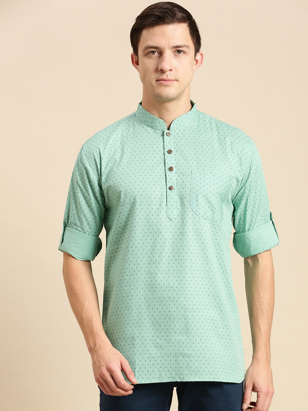 

Sanwara Men Green Printed Kurta