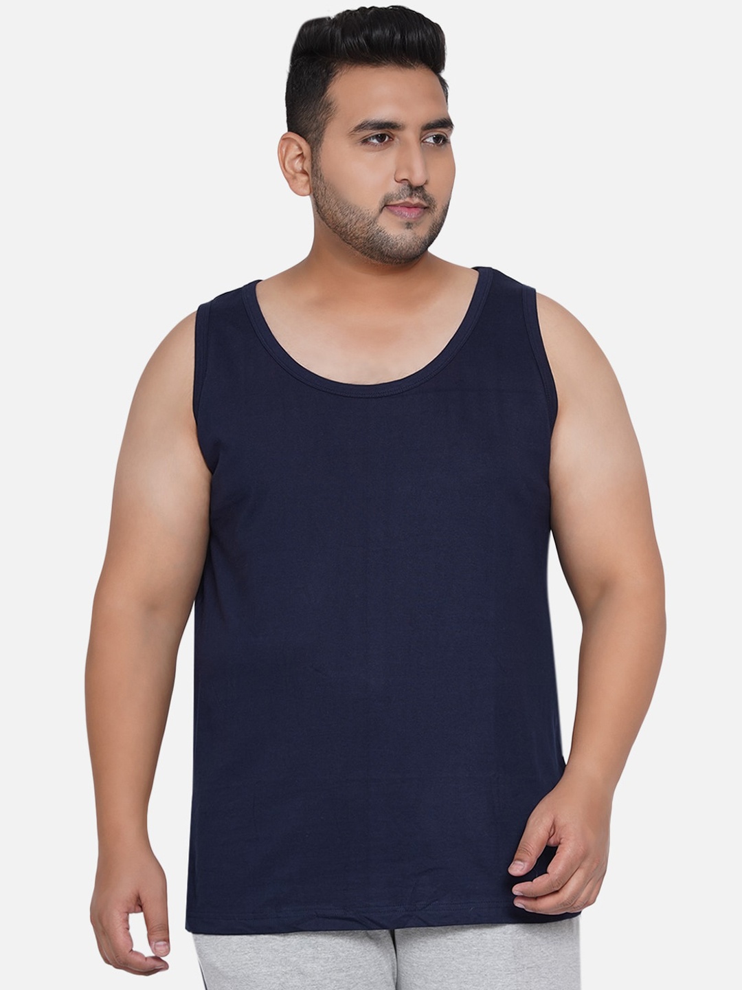 

Santonio Men Navy Blue Solid Pure Cotton Innerwear Vest