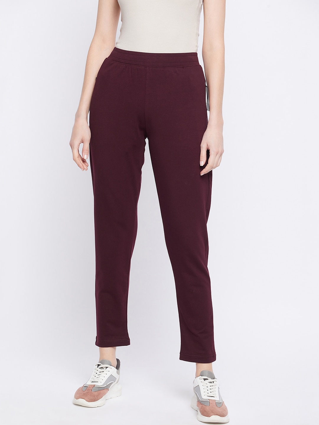 

Okane Women Maroon Solid Track Pants