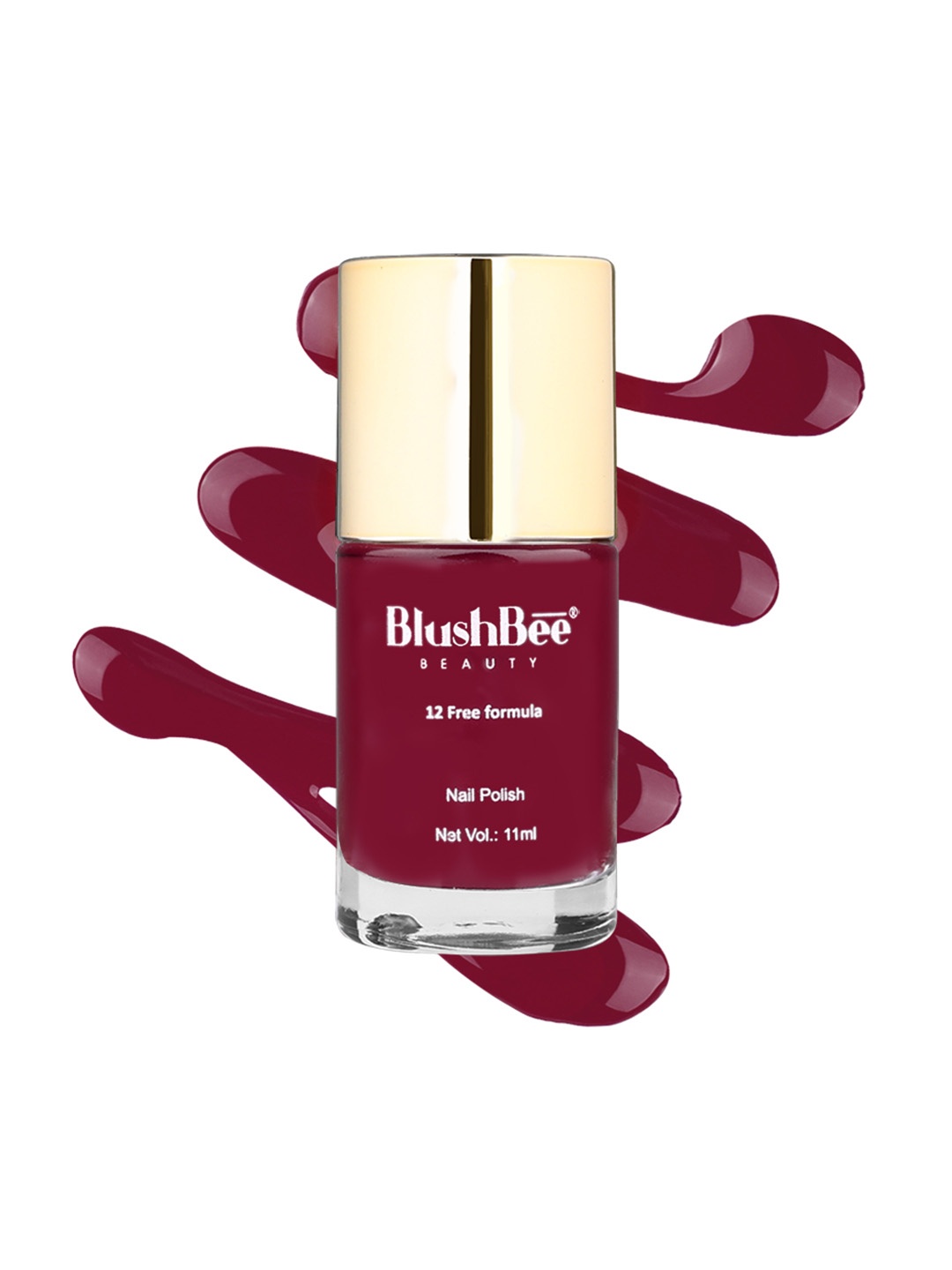 

BlushBee Beauty Organic Vegan High Shine Quick-Dry & PETA-Approved Nail Polish - Bees, Maroon