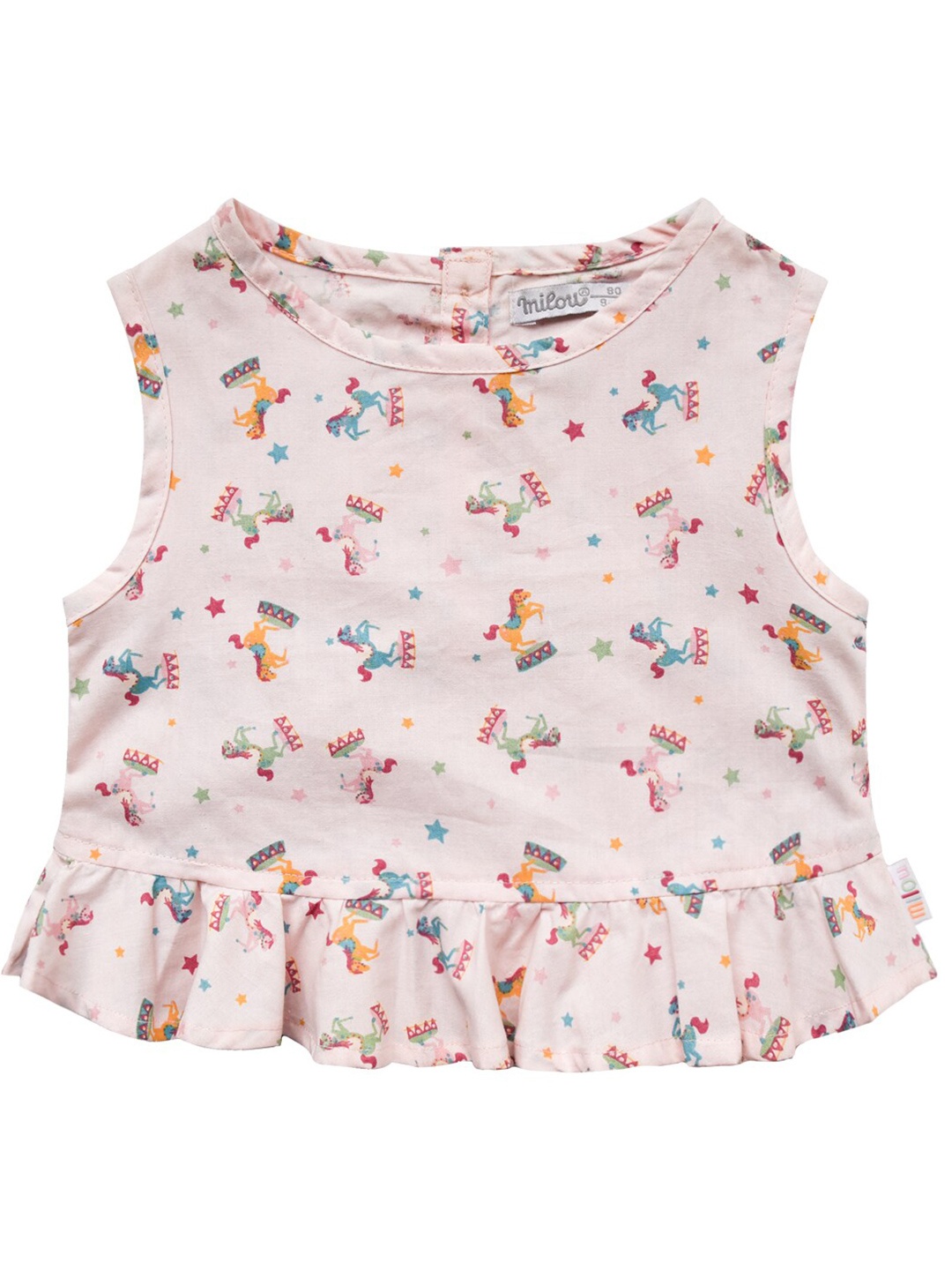 

milou Infant Girls Pink Floral Print Pure Cotton Peplum Top