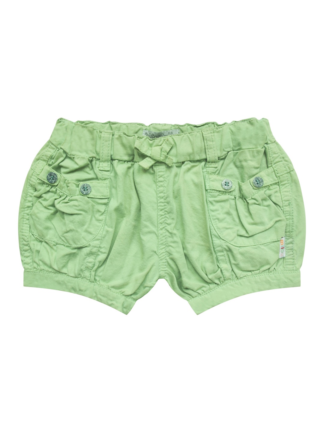 

milou Girls Green Solid Regular Fit Mid-Rise Cotton Shorts