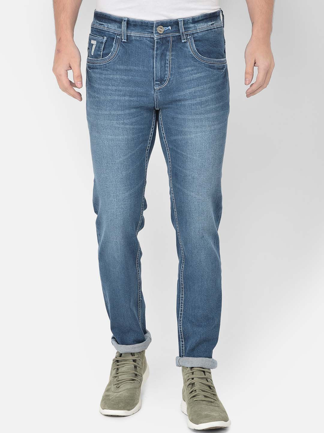 

American Archer Men Blue Smart Slim Fit Low-Rise Light Fade Stretchable Jeans
